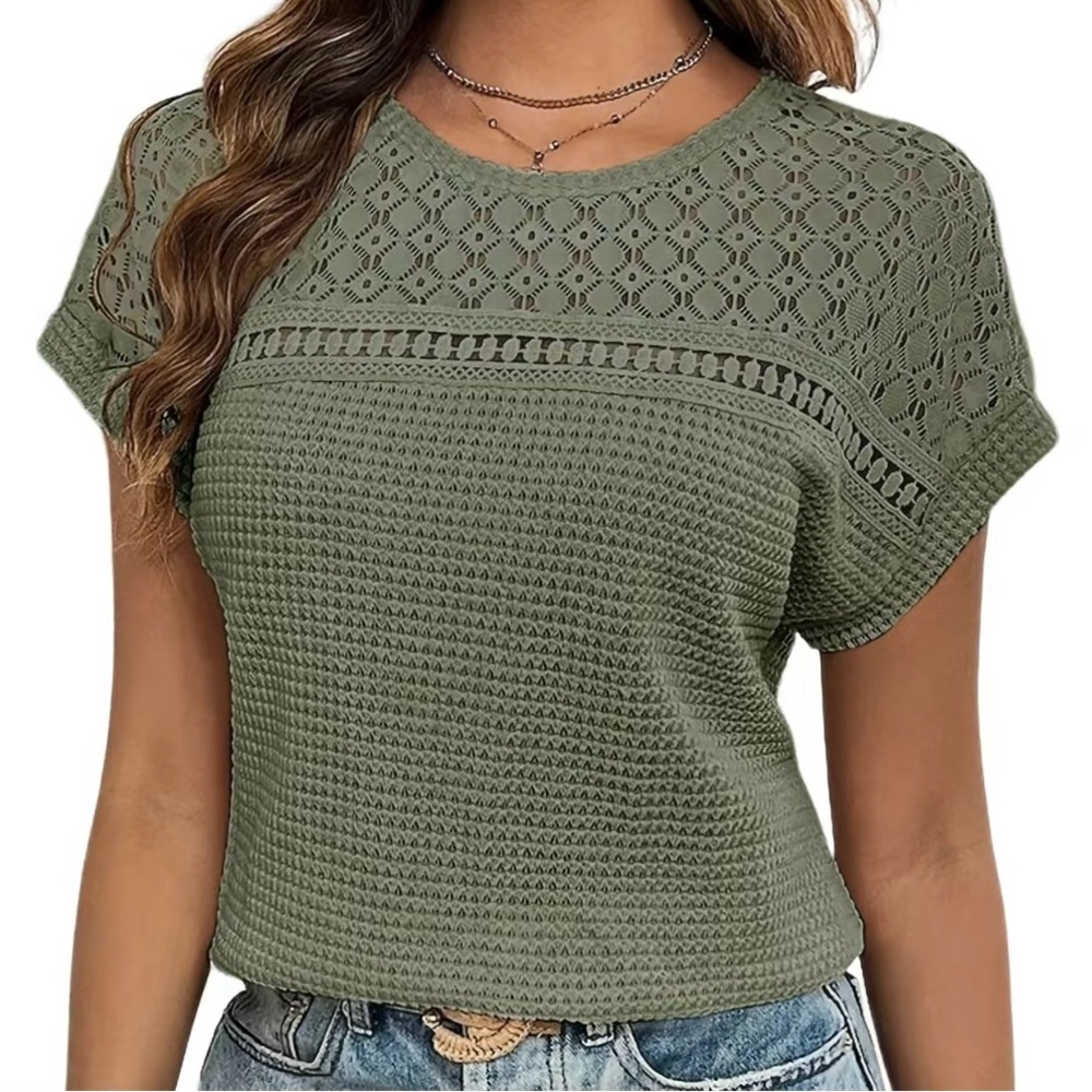 Green Crochet Knit Top